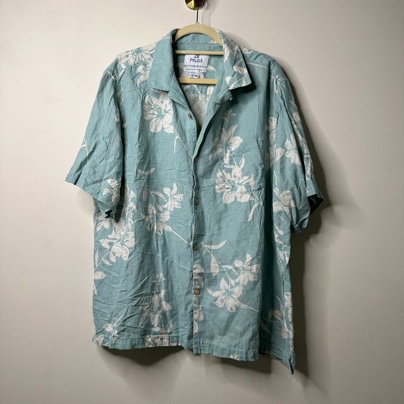 28 Palms Other - 28 Palms Green Button Front Relaxed Fit Silk/Linen SS Hawaiian Shirt XXL